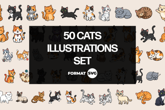 50 Cat Illustrations SVG Set Review
