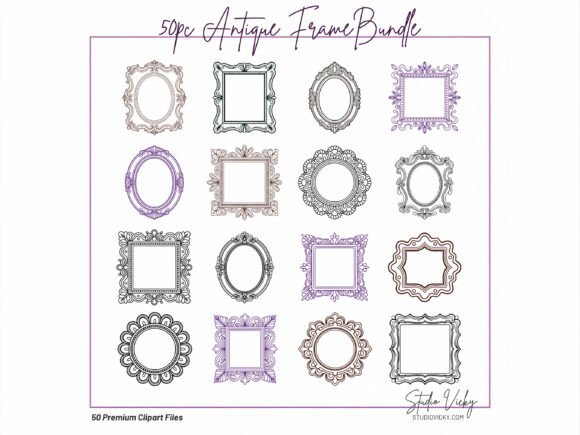 50 Vintage Frame Illustrations: Graphics & SVGs