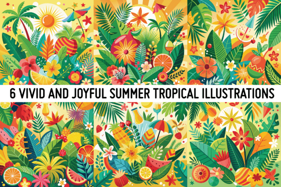 6 Joyful Summer Tropical Graphics & Illustrations