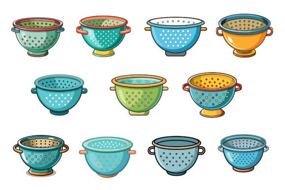 Colander Vector Illustrations Bundle: Graphics & Illustrations