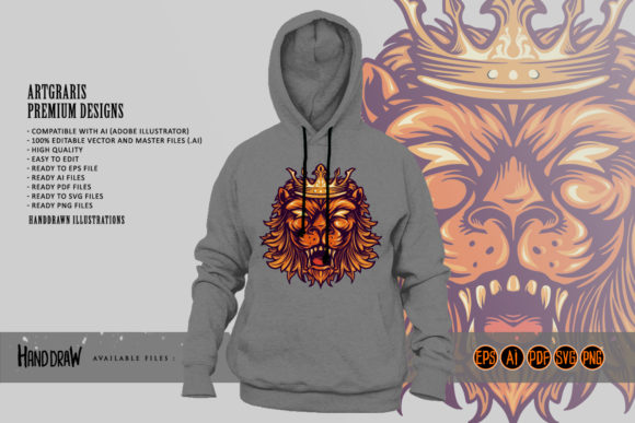 Crown Tiger Head Graphics & Illustrations