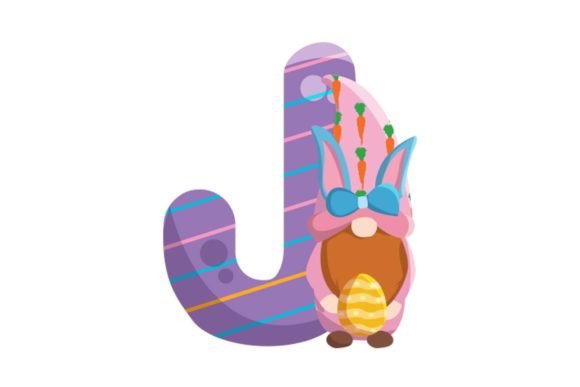 Cute Easter Egg Alphabet J Graphics & Illustrations