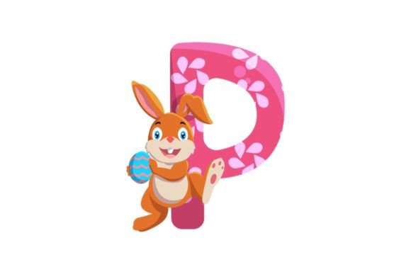 Cute Easter Egg Alphabet P Graphics & Illustrations