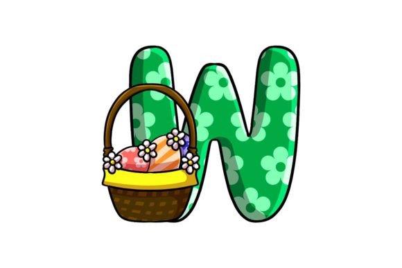 Cute Easter Egg Alphabet W Graphics & Illustrations