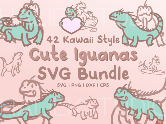 Cute Iguanas SVG Illustrations: Graphics & Art