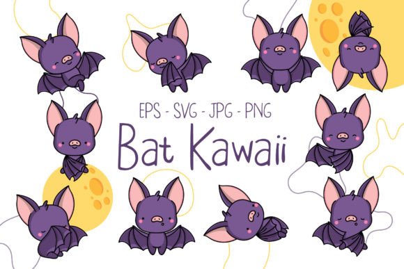 Cute Kawaii Bat Graphics & Illustrations