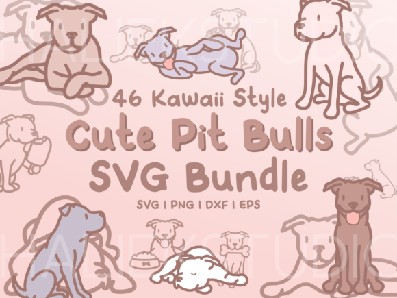 Cute Pit Bulls SVG Illustrations & Graphics Review