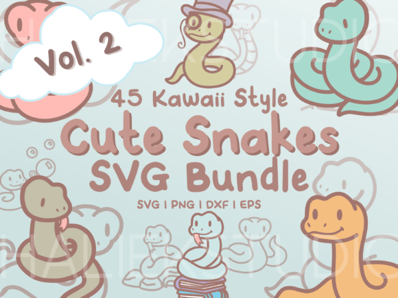 Cute Snakes Vol. 2: Kawaii Graphics & Illustrations