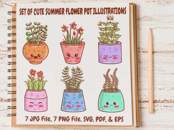 Cute Summer Flower Pot Illustrations Review