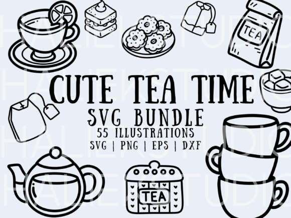 Cute Tea Time SVG Illustrations for Graphics