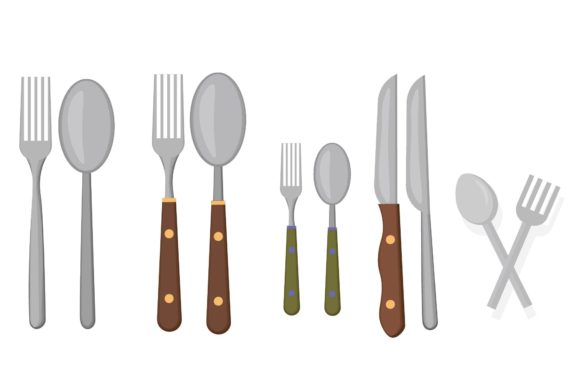 Dining Room Cutlery Illustrations Set Graphics