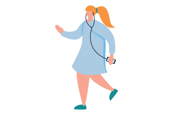 Girl Listening to Music Illustrations for Graphics