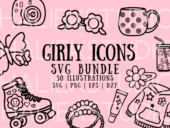Girly Aesthetic Icons SVG Illustrations Graphics