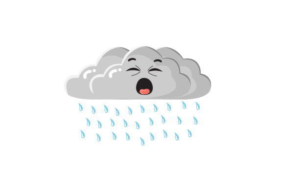 Kawaii Cute Rain Clouds Graphics & Illustrations