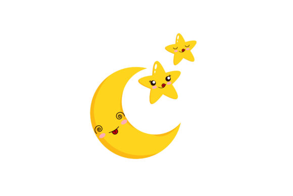 Kawaii Moon and Star Graphics for Branding