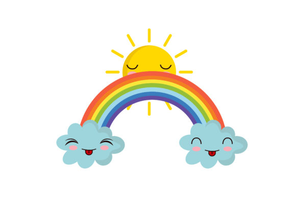 Kawaii Rainbow with Sun Illustrations Graphics