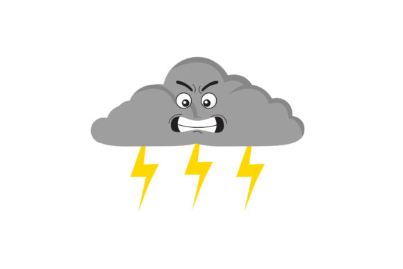 Kawaii Thunder Cloud Graphics & Illustrations