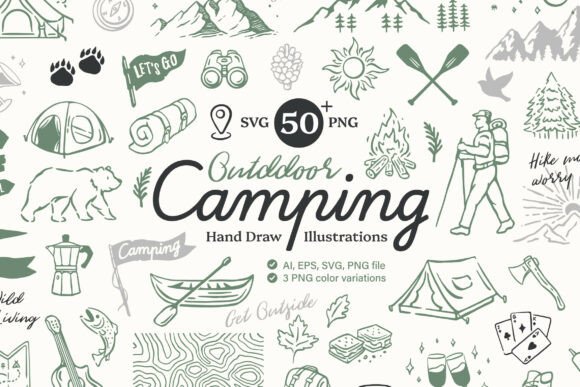 Outdoor Camping Hand Drawn Graphics & Illustrations