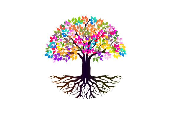 Rainbow Tree Illustrations Colorful Leaf Graphics Review