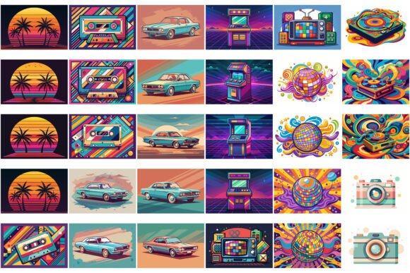 Retro Vector Illustrations for Embroidery