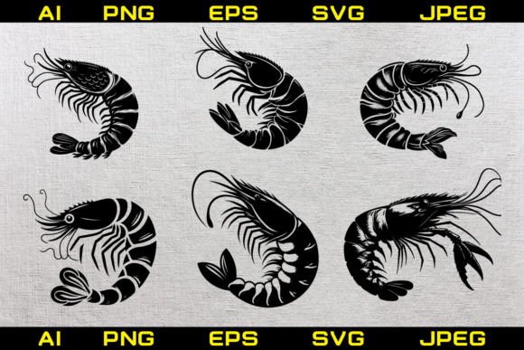 Shrimp Vector Silhouette Illustrations Review