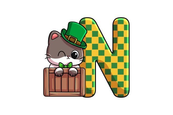 St Patrick Cat Alphabet N Graphics & Illustrations