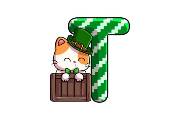 St Patrick Cat Alphabet T Graphics & Illustrations